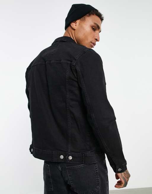 Veste en jean discount noir pull and bear