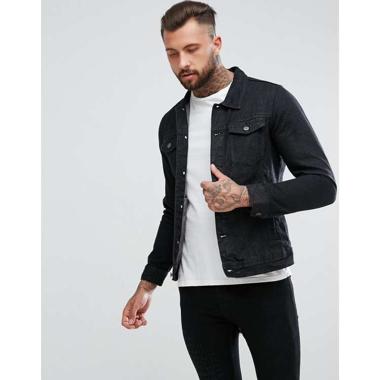 Veste en jean best sale noir pull and bear