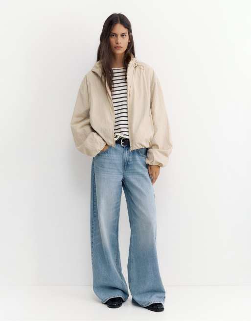 Pull&Bear veste légère à capuche sable, 4 de 7