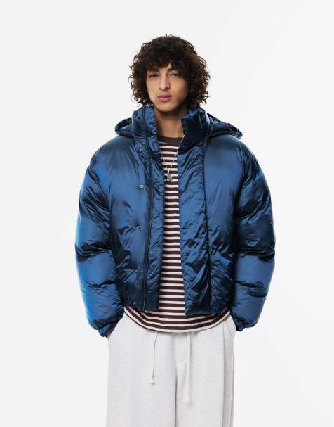 Pull&Bear - Veste matelassée en satin - Bleu - view 1