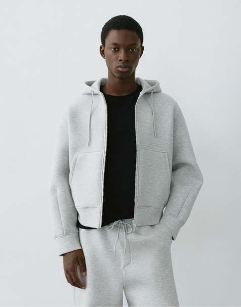 Pull&Bear veste zippée à capuche gris chiné - view 1