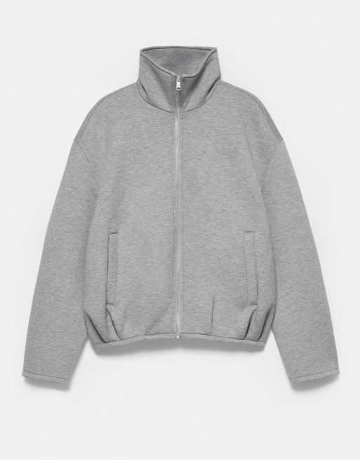 Pull&Bear veste zippée effet néoprène gris chiné, 6 de 7