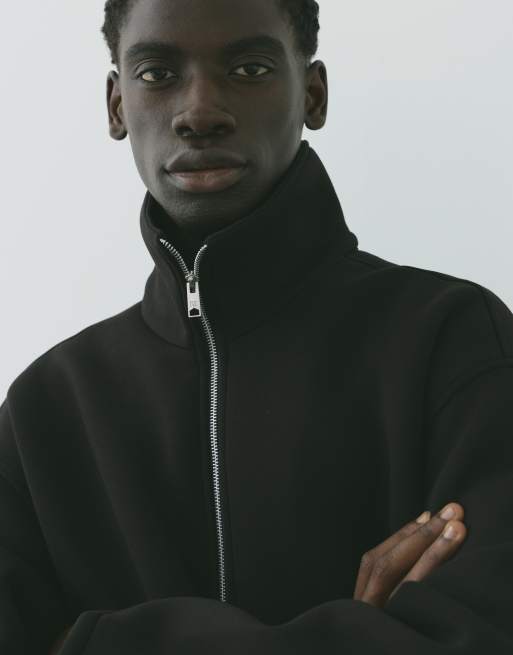 Pull&Bear veste zippée effet néoprène noire, 3 de 7