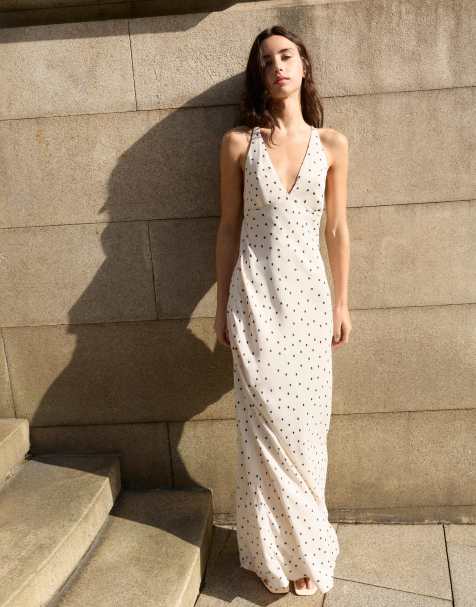 Pull&Bear - Vestito color ghiaccio a pois con spalline sottili sul retro - view 1