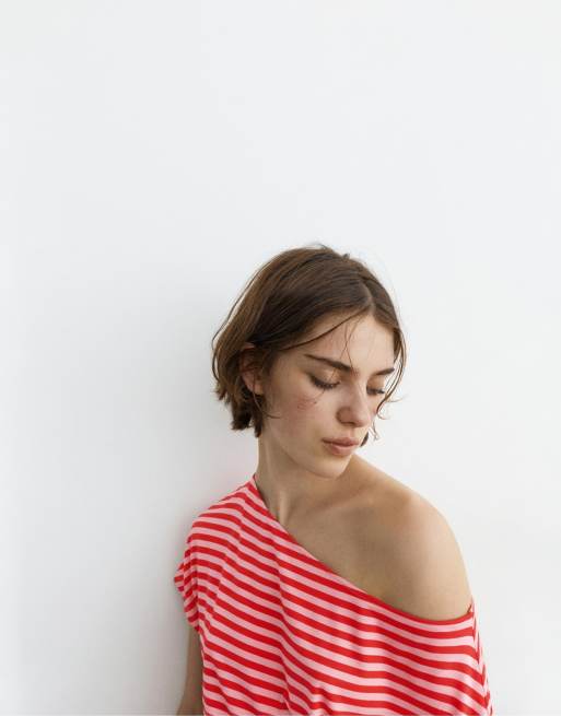 Pull&Bear - Vestito corto asimmetrico a righe, 3 di 4