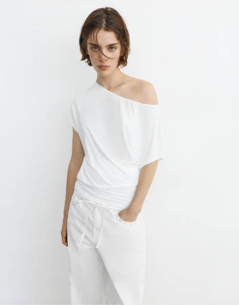 Pull&Bear - Vestito corto asimmetrico bianco - view 1