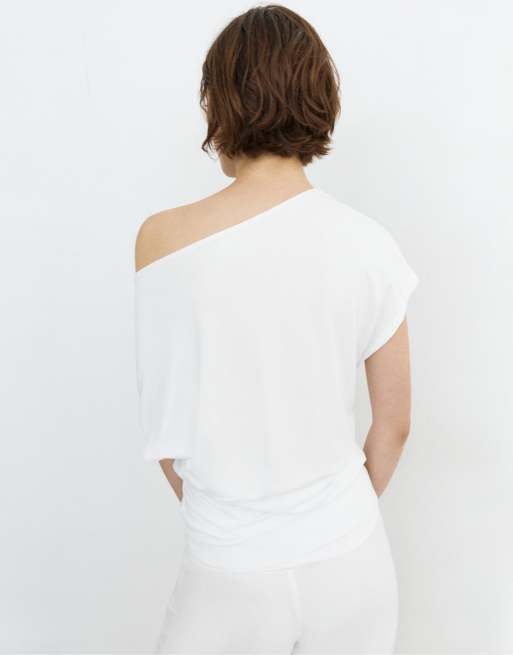 Pull&Bear - Vestito corto asimmetrico bianco, 2 di 4
