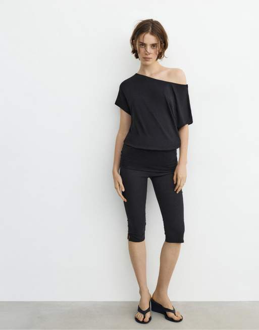 Pull&Bear - Vestito corto asimmetrico nero, 4 di 4