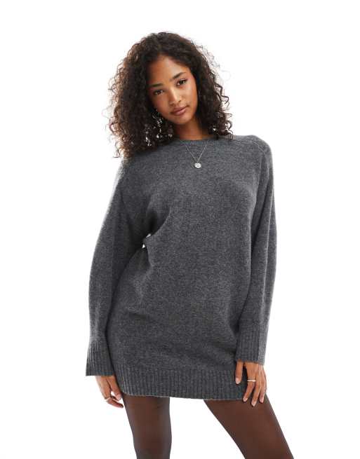 Pull&Bear - Vestito corto in maglia color grigio scuro
