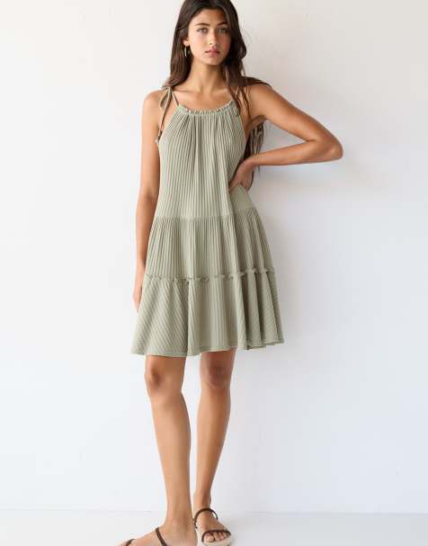 Pull&Bear - Vestito corto kaki a pannelli - view 1
