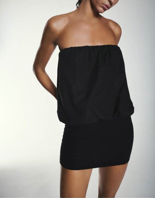 Pull&Bear - Vestito corto nero con fondo a palloncino, 4 di 6