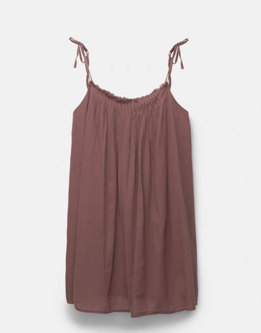 Pull&Bear - Vestito corto rustico color melanzana