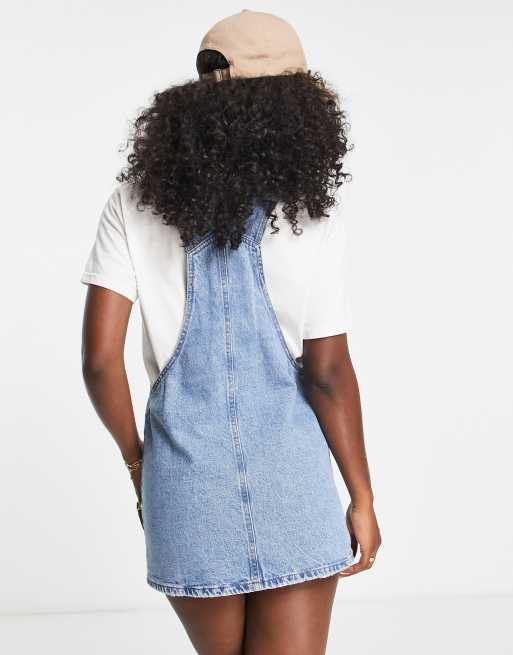 Pull Bear Vestito corto stile salopette in denim blu