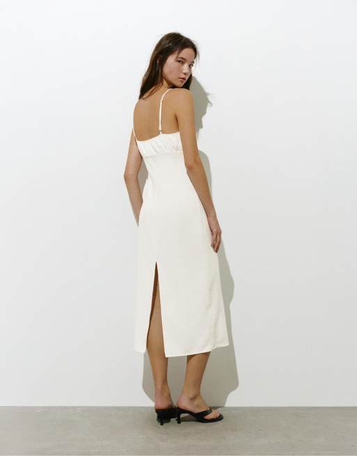 Pull&Bear - Vestito rustico color ghiaccio con spalline annodate, 2 di 4