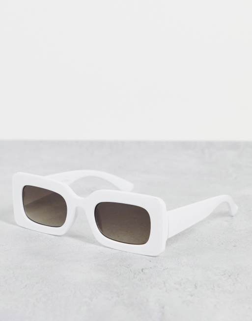 Pull&Bear - Vierkante zonnebril in wit met contrasterende zwarte glazen