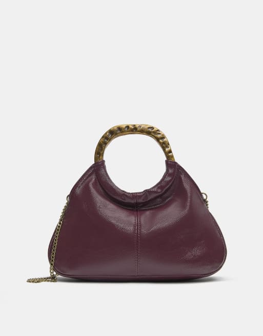 Pull&Bear – Vinröd handväska med metallhandtag