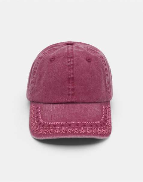 Pull&Bear – Vinröd keps med broderi - view 1