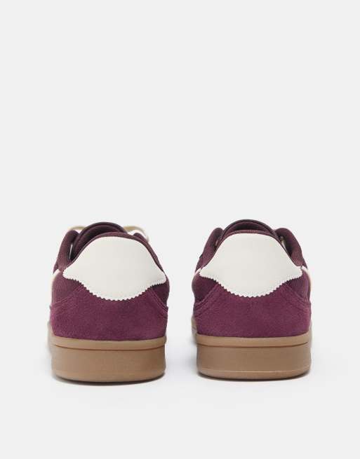 Pull&Bear – Vinröda sneakers i retrostil med snörning, 4 av 4
