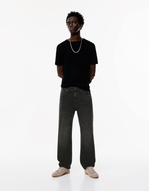 Pull&Bear - Vintage jeans met rechte pijpen in zwart