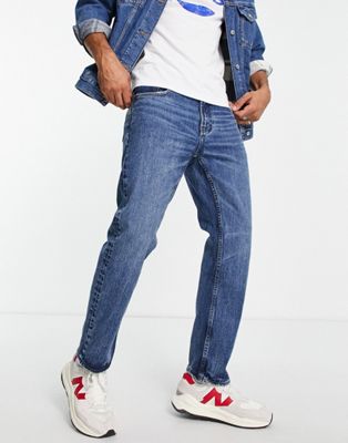 Pull&Bear vintage straight leg jeans in blue - ASOS Price Checker