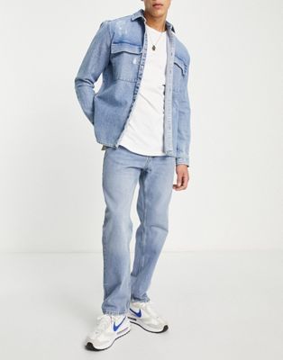 Pull&Bear vintage straight leg jeans in light blue - ASOS Price Checker