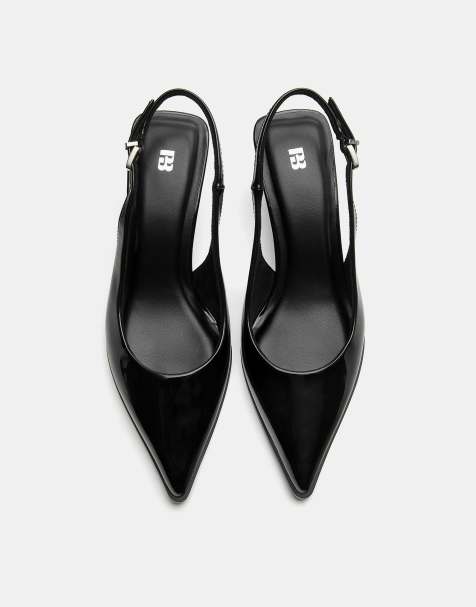 Pull&Bear – Vinyl-Schuhe in Schwarz mit hohem Absatz - view 1