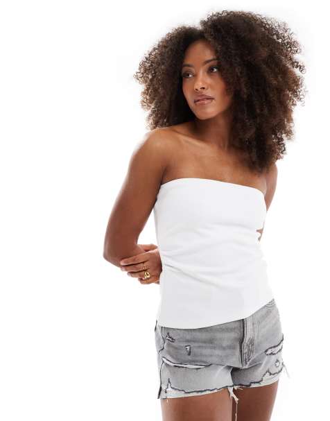 Pull&Bear – Vit bandeautopp i lång modell - view 1