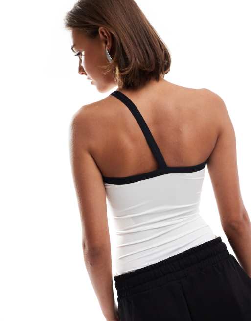 Pull&Bear – Vit, enaxlad body i polyamid med kontrastdetaljer, 2 av 4