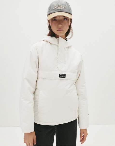 Pull&Bear – Vit, enkel jacka med huva - view 1