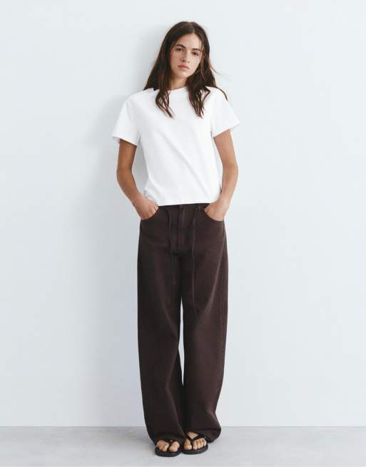 Pull&Bear – Vit, enkel t-shirt med korta ärmar, 4 av 7