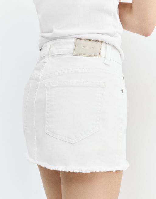 Pull&Bear – Vit jeansskort, 3 av 4