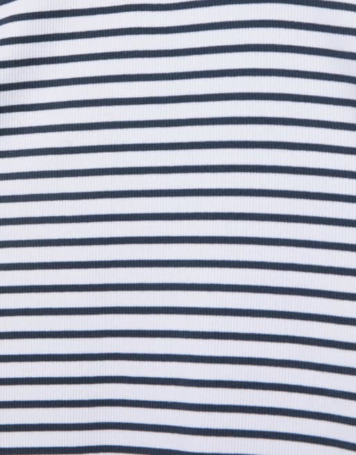 Pull&Bear – Vit, ribbad t-shirt med korta ärmar, 6 av 7