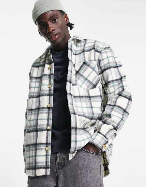 Pull&Bear – Vit rutig overshirt