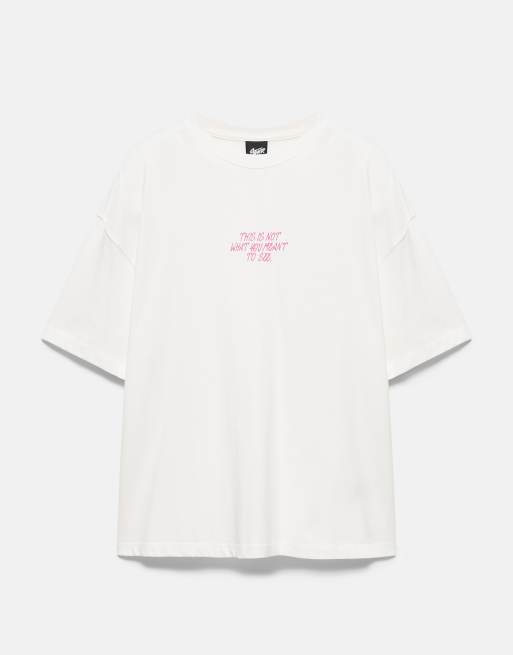 Pull&Bear – Vit t-shirt med STWD-tryck, 3 av 5