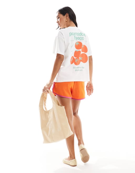 Pull&Bear – Vit t-shirt med tomattryck , 4 av 4