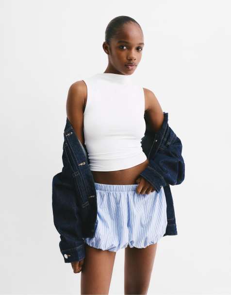 Pull&Bear – Vit topp i polyamid med öppen rygg - view 1