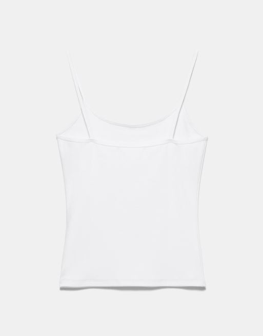 Pull&Bear – Vit topp med tunna axelband, 7 av 7
