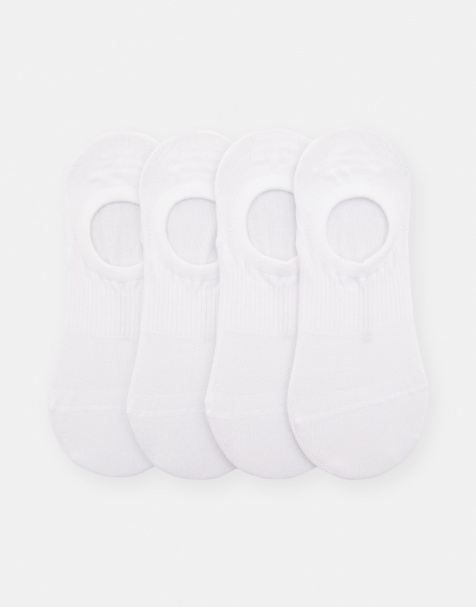 Pull&Bear – Vita, osynliga strumpor, 4-pack - view 1