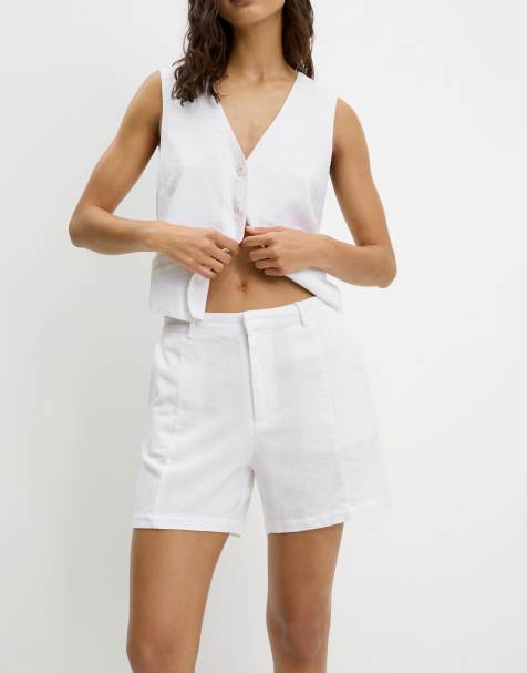 Pull&Bear – Vita, rustika bermudashorts - view 1