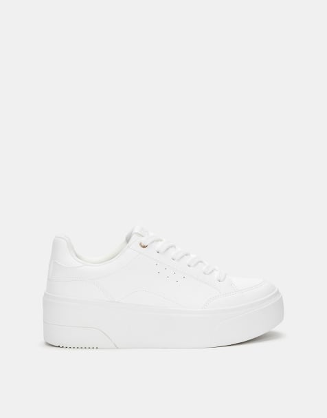 Pull&Bear – Vita sneakers med platåsula - view 1