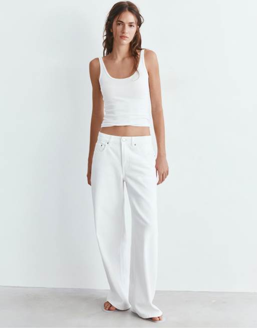 Pull&Bear – Vitt sportlinne i modal, 2 av 4