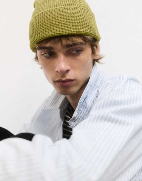 Pull&Bear Waffle-knit beanie in mustard - view 1