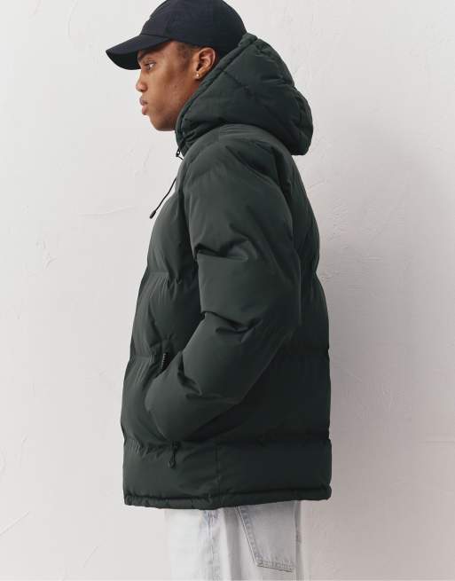 Pull&Bear - Warm gewatteerd jack met capuchon in flessengroen, 6 van 7