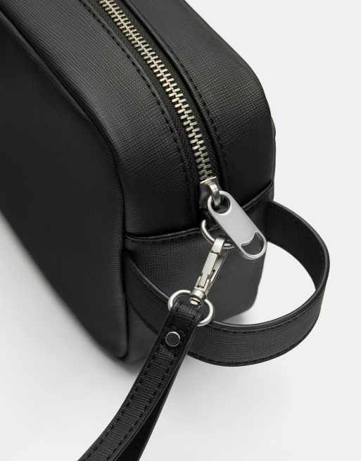 Pull&Bear Wash bag with handle in black, 3 of 4