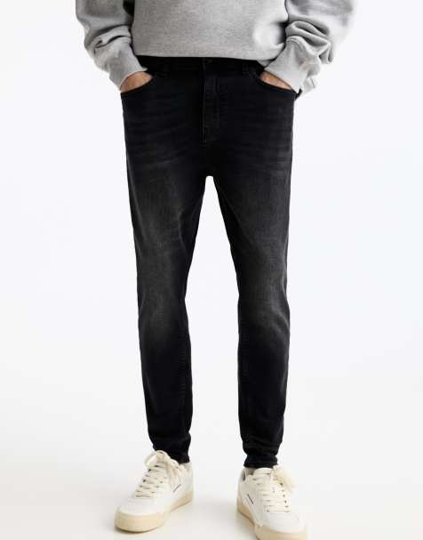 Pull&Bear Washed carrot-fit jeans in faded black - view 1