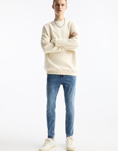 Pull&Bear Washed carrot-fit jeans in medium blue - view 1