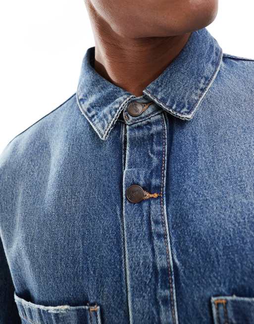 Pull&Bear washed co-ord denim jacket in mid blue, 2 of 4
