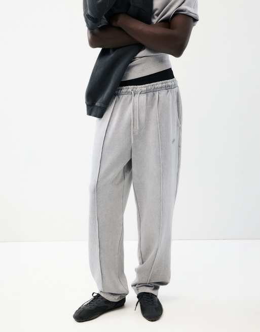 Pull&Bear Washed-effect jogger trousers in grey, 4 of 7