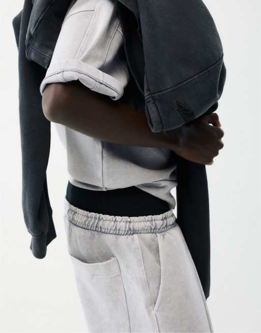 Pull&Bear Washed-effect jogger trousers in grey, 5 of 7