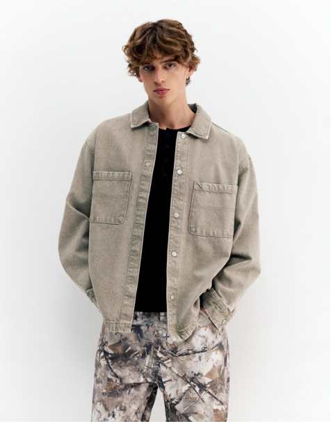 Pull&Bear Washed-finish denim shirt in grey - view 1